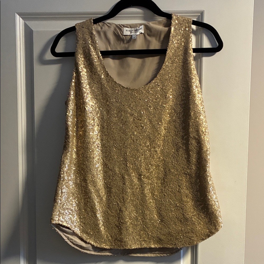 Susan Bender Gold Sequin Tank Top